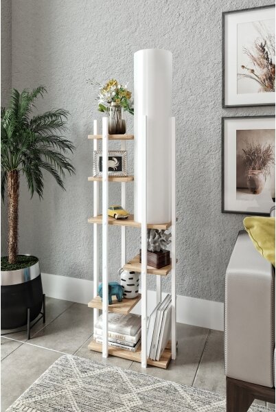 Stojací lampa s poličkami VOGUE 1xE27/40W/230V 160 cm bílá