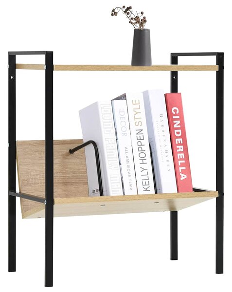 Knihovna se 2 policemi černá a dub 52x28x59 cm kompozitní dřevo 288231