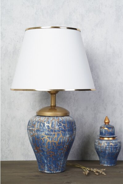 Stolní lampa 1xE27/40W/230V modrá/zlatá