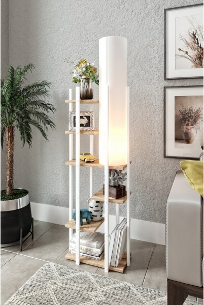 Stojací lampa s poličkami VOGUE 1xE27/40W/230V 160 cm bílá
