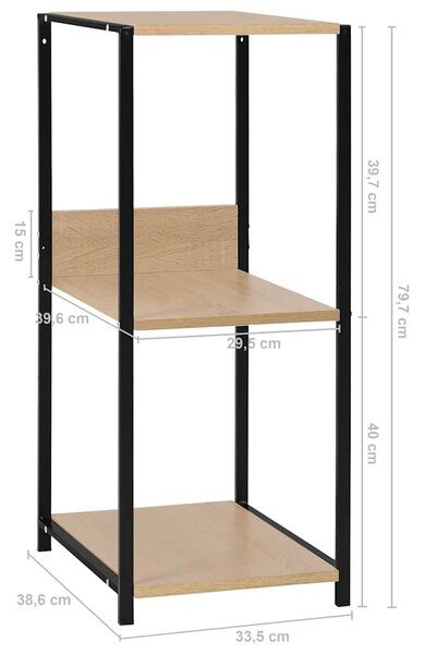 Malá rovná knihovna černá a dub 33,5 x 39,6 x 79,7 cm kompozit 288233