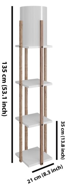 Stojací lampa s poličkami NORA 1xE27/40W/230V hnědá/bílá