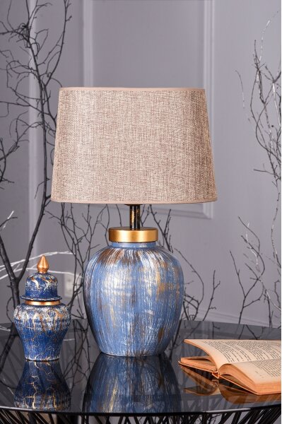 Stolní lampa 1xE27/40W/230V modrá/béžová