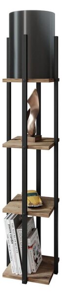 Stojací lampa s poličkami NORA 1xE27/40W/230V černá/hnědá