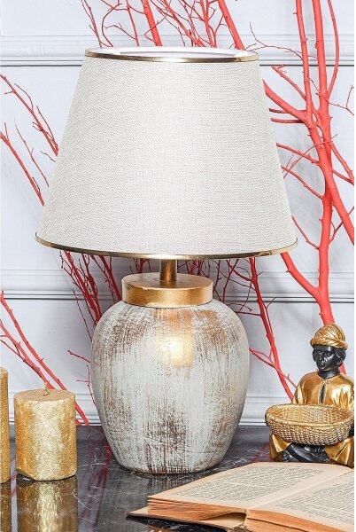 Stolní lampa 1xE27/40W/230V zlatá/béžová