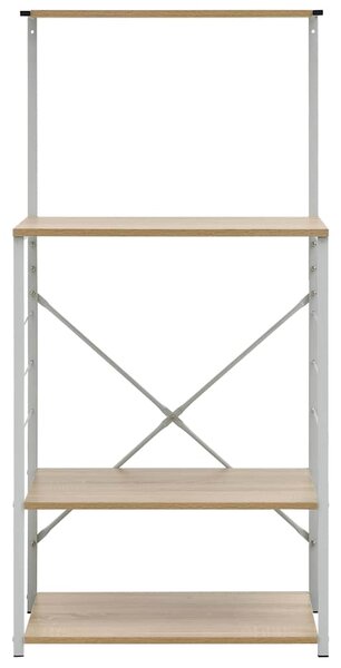 Skříňka na mikrovlnku bílá a dub 60 x 39,6 x 123 cm kompozit 288241