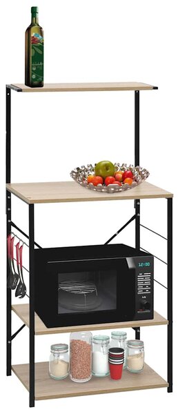 Skříňka na mikrovlnku černá a dub 60 x 39,6 x 123 cm kompozit 288239