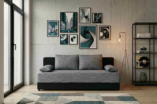 ROZKLÁDACÍ POHOVKA, textil, kompozitní dřevo, šedá, černá P & B - Rozkládací pohovky, Online Only
