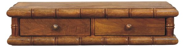 Konzolový stolek Bamboo na stěnu z masivního mangového dřeva, 80 × 32 × 18 cm