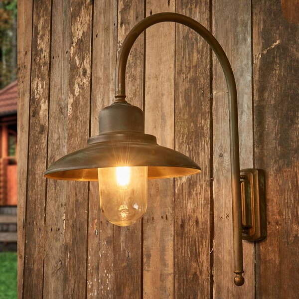 Moretti Luce Venkovní nástěnné svítidlo Casale, výška 60 cm, starožitná mosaz, Bronz / starožitná mosaz, Mosaz, Starožitný