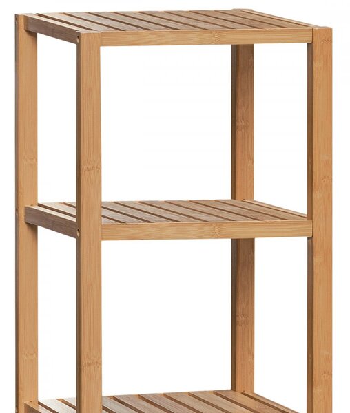 Regál, 5 polic, masiv bambus, přírodní odstín, nosnost 15 kg