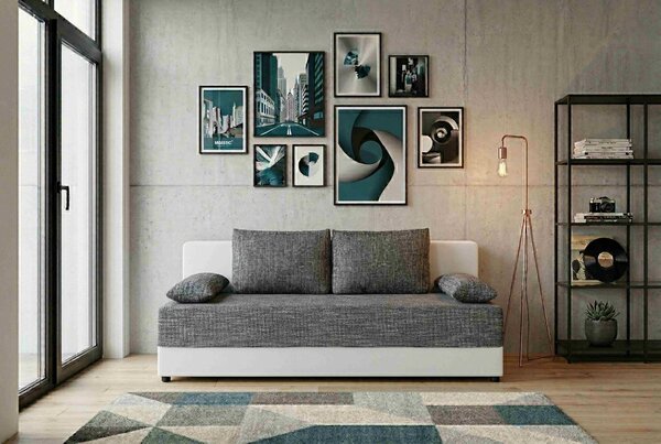 ROZKLÁDACÍ POHOVKA, textil, kompozitní dřevo, šedá, bílá P & B - Rozkládací pohovky, Online Only