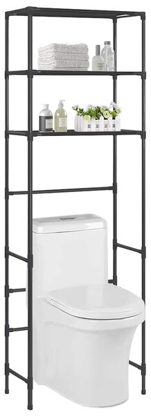 3patrový úložný regál nad WC černý 53 x 28 x 169 cm 288329