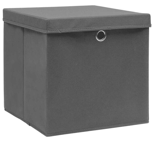 Úložné boxy s víky 4 ks černé 32 x 32 x 32 cm textil 288333
