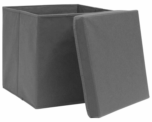 Úložné boxy s víky 4 ks černé 32 x 32 x 32 cm textil 288333