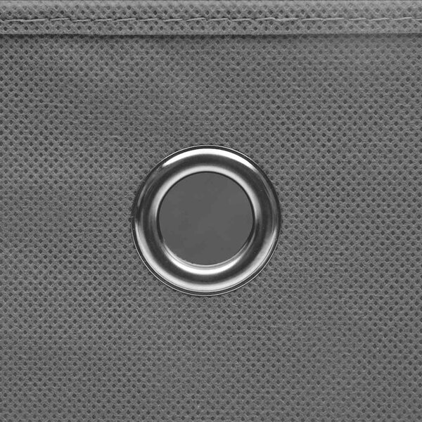 Úložné boxy s víky 10 ks šedé 32 x 32 x 32 cm textil 288336