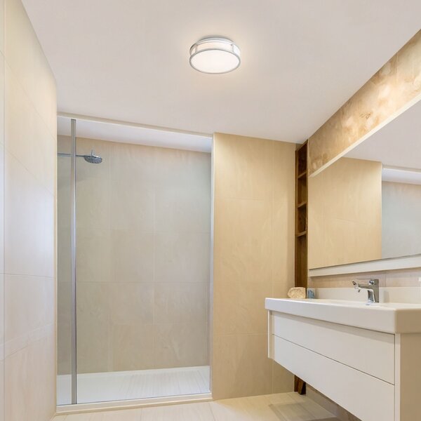 Koupelnové stropní LED svítidlo GRANDE LED 25, opálové sklo/chrom, 12 W, teplá bílá 3000 K, IP44