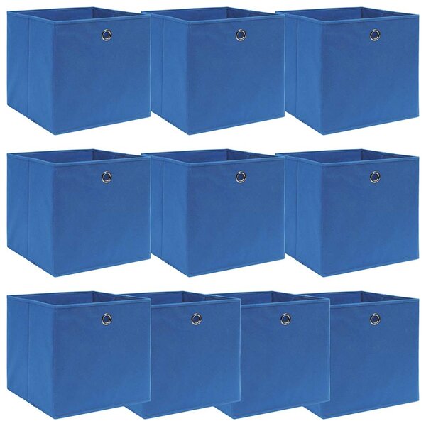 Úložné boxy 10 ks modré 32 x 32 x 32 cm textil 288339