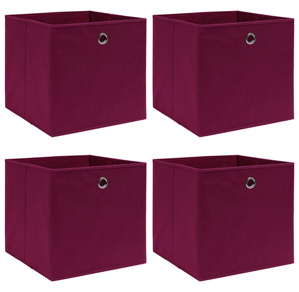 Úložné boxy 4 ks tmavě červené 32 x 32 x 32 cm textil 288341