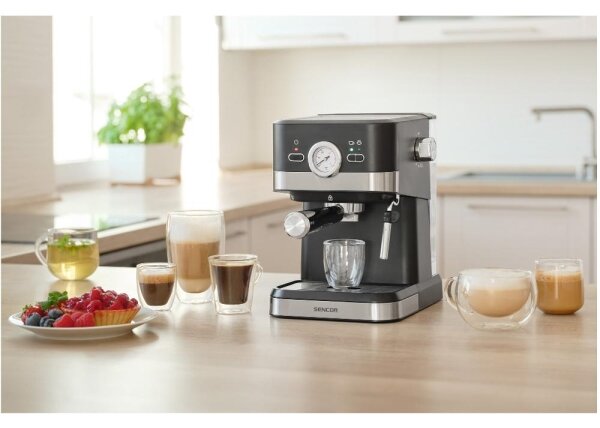 Sencor - Pákový kávovar espresso 1050W/230V černá/matný chrom