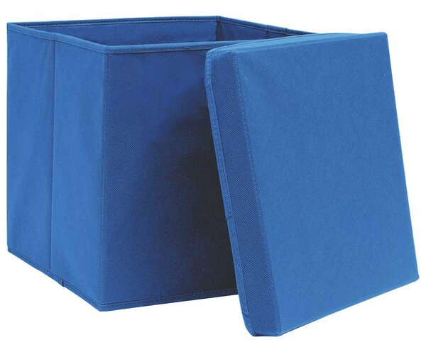 Úložné boxy s víky 4 ks modré 32 x 32 x 32 cm textil 288338