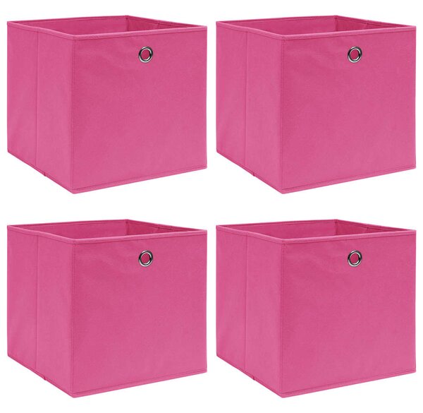 Úložné boxy 4 ks růžové 32 x 32 x 32 cm textil 288345