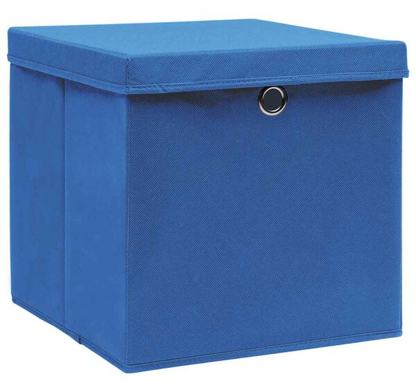 Úložné boxy s víky 4 ks modré 32 x 32 x 32 cm textil 288338