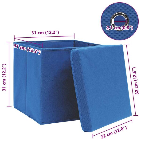 Úložné boxy s víky 4 ks modré 32 x 32 x 32 cm textil 288338