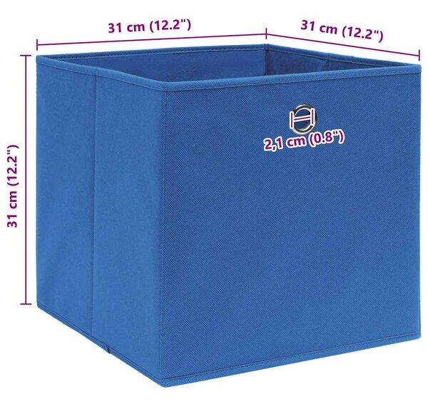 Úložné boxy 10 ks modré 32 x 32 x 32 cm textil 288339