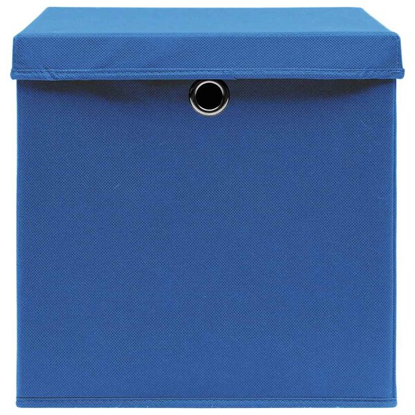 Úložné boxy s víky 4 ks modré 32 x 32 x 32 cm textil 288338
