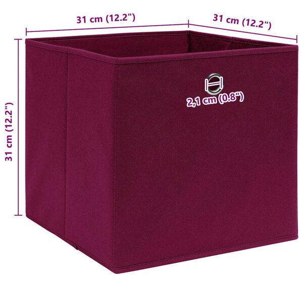 Úložné boxy 10 ks tmavě červené 32 x 32 x 32 cm textil 288343