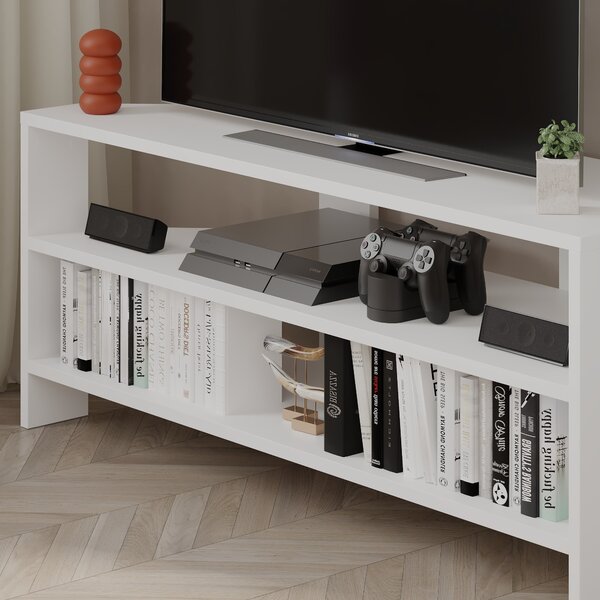 Rohový TV stolek Houseland Thales bílý