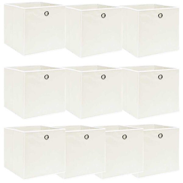 Úložné boxy 10 ks bílé 32 x 32 x 32 cm textil 288351