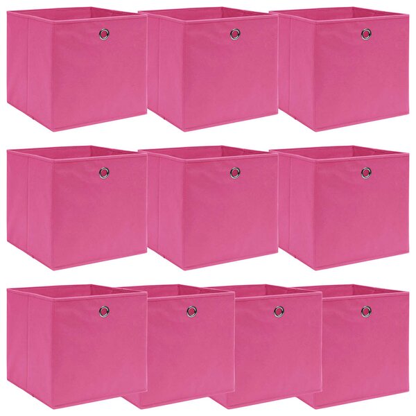 Úložné boxy 10 ks růžové 32 x 32 x 32 cm textil 288347