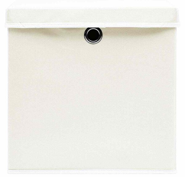 Úložné boxy s víky 4 ks bílé 32 x 32 x 32 cm textil 288350