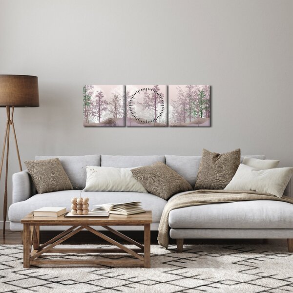 Obraz lesa (s hodinami) (90x30 cm)