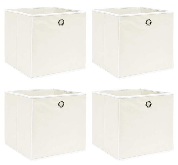 Úložné boxy 4 ks bílé 32 x 32 x 32 cm textil 288349