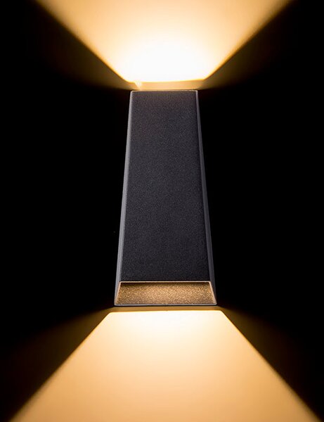 Venkovní nástěnné LED svítidlo PIA, antracitové, 2× 3 W, teplá bílá 3000 K, IP54