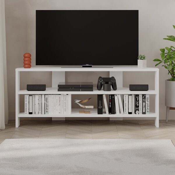 Rohový TV stolek Houseland Thales bílý