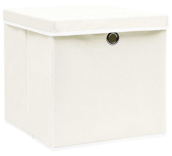 Úložné boxy s víky 4 ks bílé 32 x 32 x 32 cm textil 288350