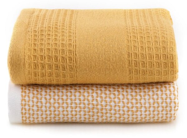 Žluté vaflové ručníky v sadě 2 ks 40x60 cm Betty – Foutastic