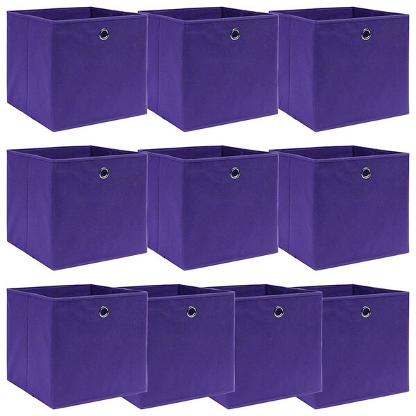 Úložné boxy 10 ks fialové 32 x 32 x 32 cm textil 288355