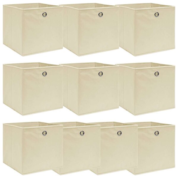 Úložné boxy 10 ks krémové 32 x 32 x 32 cm textil 288359
