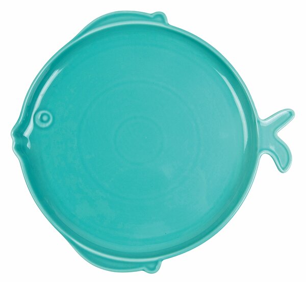 VILLA D’ESTE HOME TIVOLI Designový jídelní talíř Open Fish, světle modrá 28 cm, set 4 kusů
