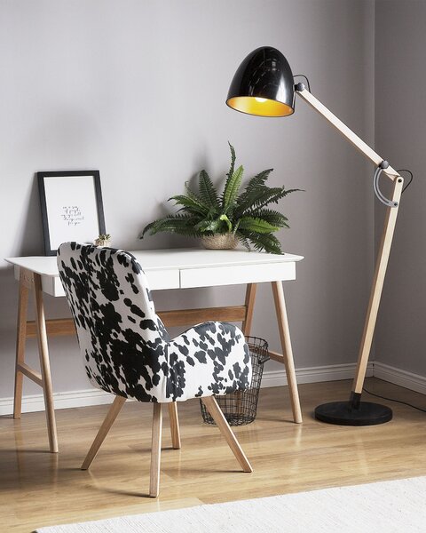 Stojací lampa HETTON Nastavitelná Dubové dřevo Černá