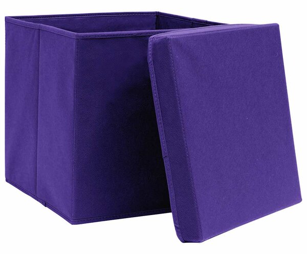 Úložné boxy s víky 4 ks fialové 32 x 32 x 32 cm textil 288354