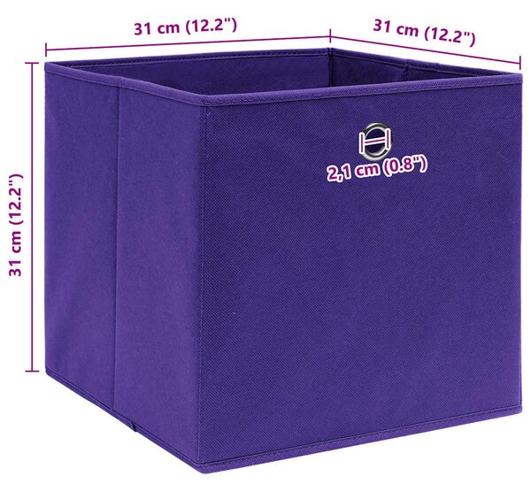 Úložné boxy 4 ks fialové 32 x 32 x 32 cm textil 288353
