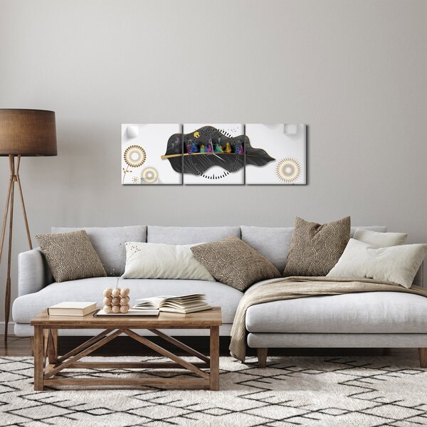 Obraz abstrakce (s hodinami) (90x30 cm)