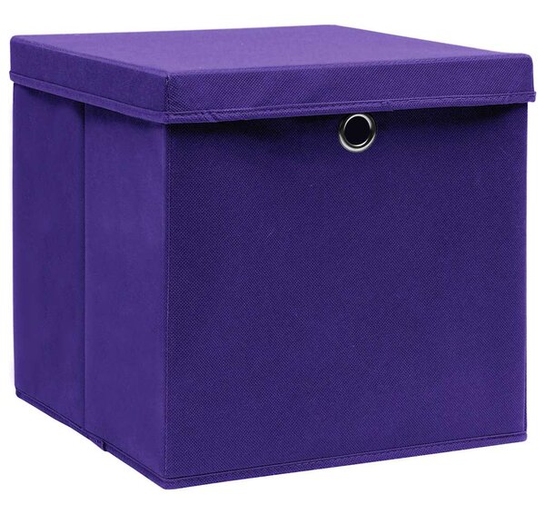 Úložné boxy s víky 4 ks fialové 32 x 32 x 32 cm textil 288354