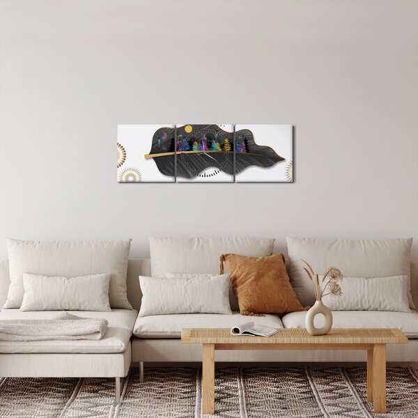 Obraz abstrakce (s hodinami) (90x30 cm)